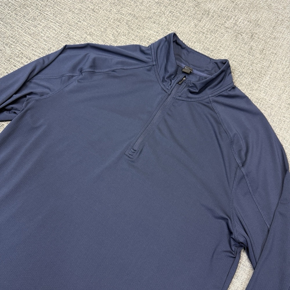 Rhone Pullover Mens Large Blue 1/4 Zip Mock Neck Long Sleeve Athletic